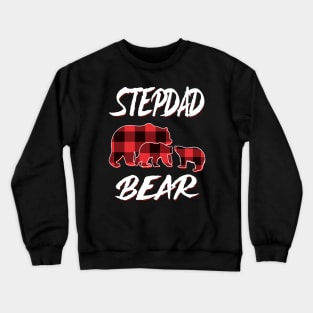 Stepdad Bear Red Plaid Christmas Pajama Matching Family Gift Crewneck Sweatshirt